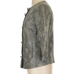 Tory Burch Metallic Linen Silk Gray Silver Printed Blazer Textured Floral Size 4 Photo 3