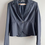 Max Mara  • Wool Silk Blend Pin Stripes Blazer,‎ One-Button, Round Hem, Size 10 Photo 0