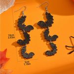 Cute 3 Black Bat Design Long Dangle Earrings Cute Party Style Acrylic Halloween‎ Photo 1