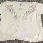 Vintage Koret embroidered floral sweater top combo with shoulder pads L White Size L Photo 0