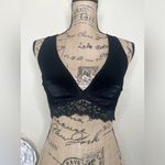 NTM: Auden Black Velour Lace Bralette Size Small Unlined Criss Cross Back Photo 3