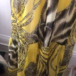 Yellow zebra animal print smocked tiered strappy summer breezy maxi dress sz S Photo 9