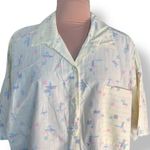 Vintage 80s Shirt Plus Size 42 Pastel Butter Yellow Abstract Print Made in USA Photo 10