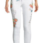 Nanette Lepore Embroidered Jeans High Rise Astor Skinny White Denim Photo 0