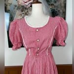 Super Cute Vintage Austrian Red Gingham Puff Sleeve Dress! Size 10 Photo 2