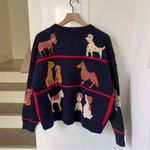 Maeve NWT Anthropologie Dogs Tie-Front Cardigan in Navy Dog Photo 5