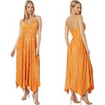 En Saison Ilianna Maxi Dress Womens Small Orange Pleated Formal Wedding Cocktail Photo 1