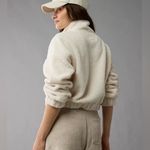 American Eagle NWT  Sherpa Fleece Cream Cowl Neck Quarter Zip Sweater Photo 1
