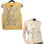 Designers Studio Originals Suede Embroidered Sweater Vest Women's Size Small Brown Photo 1