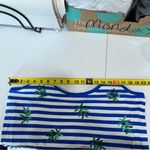 J.Crew New Striped tank top w/ sequin palm leaves BRILLIANT SAPPHIRE IVORY G4869 Photo 6