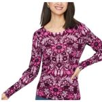 Talbots Womens 100% Merino Wool Long Puff Sleeve Floral Print Sweater Large Photo 0
