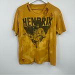 Jimi Hendrix Bleach Splatter Short Sleeve Shirt Size Medium Distressed Worn Yellow Photo 1
