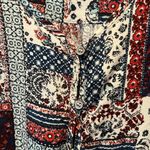 Mossimo Women’s Bohemian Patchwork Look Smocked Romper Size Large Blue Photo 2