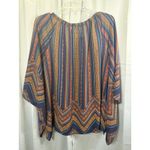 Wrangler Blouse Womens Small Multicolor Chevron Stripe Boho Poncho Top LW4624M Photo 6