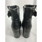 a.n.a Womans  Ronnie Ankle Boots 9 M Black Full Zip Block Heel Buckle Accent Photo 4