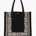 ANNA SUI Black Embroidered Tote Bag Photo 0