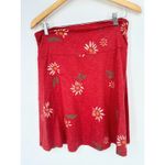 Toad & Co  Chaka Skirt Sz M Organic Cotton Blend Red Floral Poppy Beachy Boho Photo 2