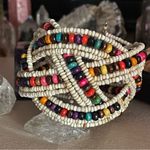Multi Color Glass Bead & Wooden Beaded Cuff Bracelet Photo 2