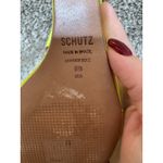 Schutz  Soraya Wedge Sandal Neon Yellow Size 6 Leather Sole Photo 8