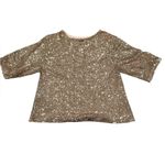 Chelsea28 NEW  ROSE GOLDTONE SEQUIN KIMONO 3/4 SLEEVE CREW NECK PULLOVER BOXY TOP Photo 4