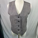 Vintage Y2K Talbots Petites Plaid Linen Vest Women's 6 Button Front USA‎ Made Gray Photo 12