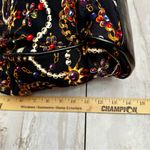 Monet  Black Gold Chain Pattern Tote Bag Vintage 80s Jewelry Print Large Cloth Photo 14