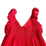 Jason Wu Red Sleeveless Tiered Maxi Dress Linen Blend Party Size Small Women's Photo 8