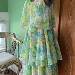 Vintage 70s Vicky Vaughn Pastel Floral Handkerchief Hem Dress Fairycore Sz S💛 Green Photo 4