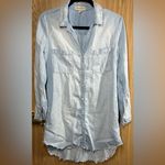 Cloth & Stone Anthropologie  Size S Blue Button Up Frayed Shirt Dress Photo 1