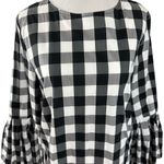 Anthropologie  Sunday in Brooklyn Buffalo Plaid Bell Sleeve Top Size Small Preppy Photo 3