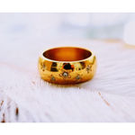 Boutique NEW Unisex Women’s Wide Gold Plated Simulated Diamond Star Ring 8mm Band Size 7 Photo 6