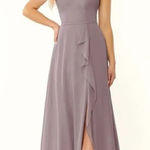 Azazie  Naeem A-Line Ruched Chiffon Floor-Length Dress Size C in Dusk Photo 0