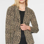 Pam & Gela  Ocelot Blazer Women's Size Petite‎ Jacket Button-Down Cotton Photo 0