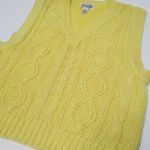 Vintage 70s Parrinello Yellow Cable Knit Sweater Vest Size M Photo 4