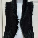 Lilly Pulitzer NWOT Womens Trinette Black Open Front Faux Fur Trim Collar XXS Photo 0