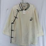 NWT Naked Beast 100% Silk Panda Embroidered Shirt Blouse Women’s Medium … White Photo 0