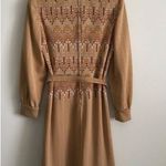 Vintage 70s Belted Dress Tan Size M Photo 7