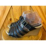 Eddie Bauer Eddie Bauer Black Leather Wedge Strap Sandals with Buckle Size 9M Photo 2