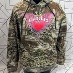 Cabela's Y2K Camo Hoodie Womens medium Green Advantage Max 1 Open Terrain Heart Photo 0