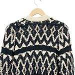Lucky Brand  Diamond Fair Isle Long Boho Cardigan Black & Cream Womens Size Small Photo 7