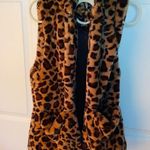 Leopard Animal Print Faux Fur Hooded Vest Size M Photo 5