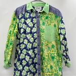 Lilly Pulitzer White Label  Blue & Green Patchwork Button Front Shirt Dress Sz M‎ Photo 1