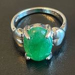 Green jade women heart ring size 8.75 Photo 0