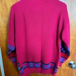 vintage acrylic lurex sweater scottie dog heart flower bows geometric 80s 1980s Pink Size M Photo 5
