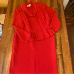 Danny & Nicole Dress Suit 16P Red 2 piece Long Sleeve Jacket Elastic Waist Skirt Photo 0