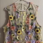 Floral Embroidered Sleeveless Dress Yellow Size 4X Photo 1