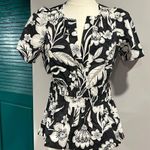 Anthropologie NWOT Somerset Blouse tropical black white floral top - XS Photo 2