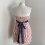 JUMP GIRL Strapless Ruffle Mini Dress Womens Sz 6 Blush Pink Grey Sash Fairy Photo 4