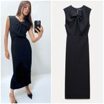 ZARA  MIDI Dress With Front Tie in Navy Blue Size XS Photo 1