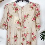 NWT En Saison Natural Color Floral Print Midi Dress Size Small Tan Photo 8